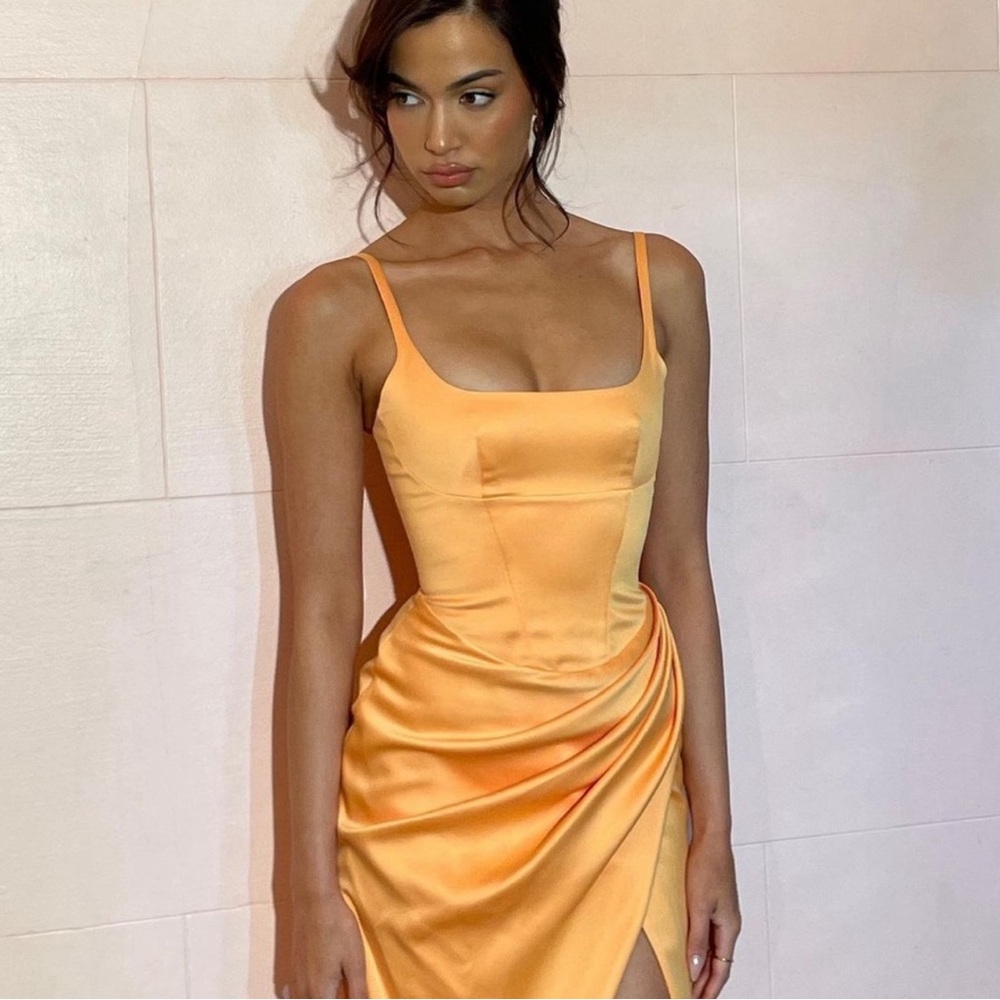 HOUSE OF CB Bianca Tangerine Corset Midi Dress S
